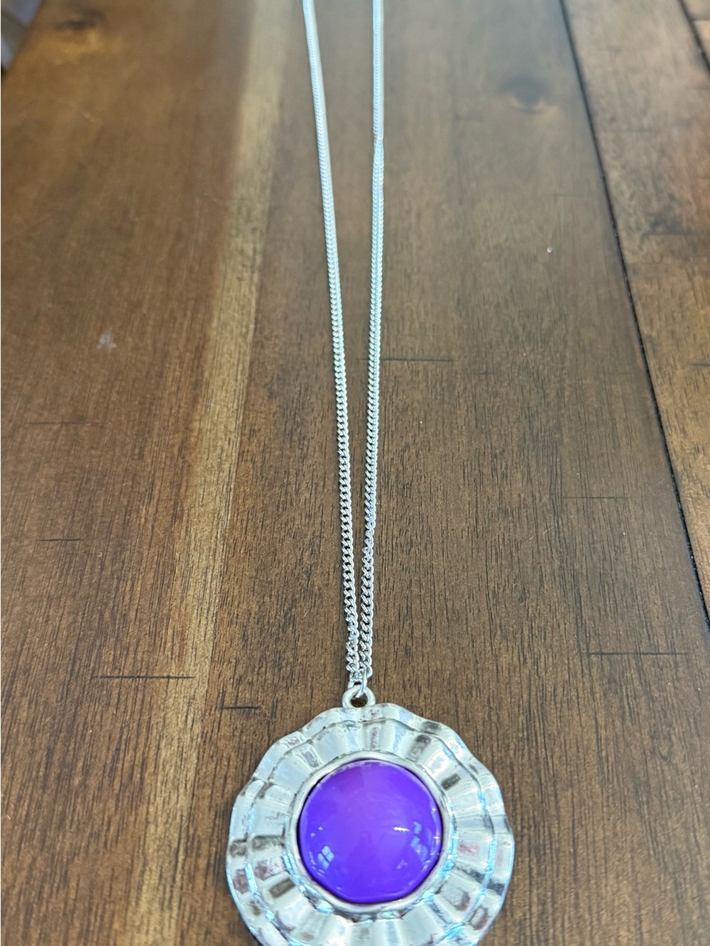 paparazzi Silver-Tone Necklace with Purple Cabochon